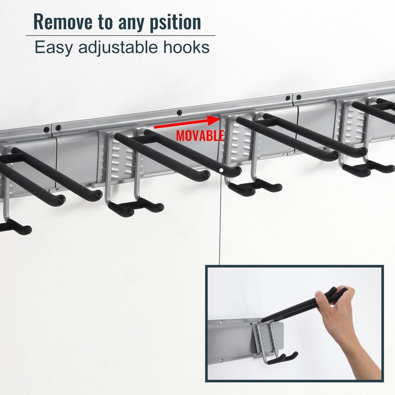 Aking Ace Wall Mount Tool Storage Rack, Garage Organization, Heavy Duty Garage Storage Tool Organizer, Garden Tool Wall Hooks and Hangers, Hold Up to 350lbs Grey - Image 3
